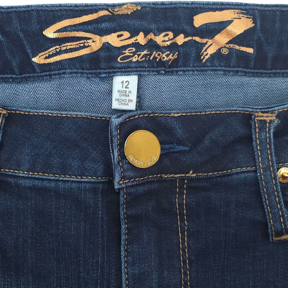 Seven7 Womens Denim Weekend Bermuda Shorts Size 12 Dark Wash Stretch Casual